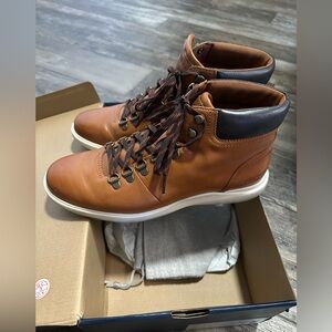 Cole Haan Men's Tan Leather High-Top Sneakers Leather shoes Ankle Boots size 8M